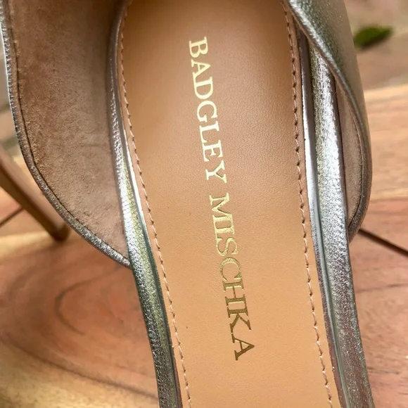 Badgley Mischka Silver High Heel Sandals | Size 8M - Picture 8 of 9